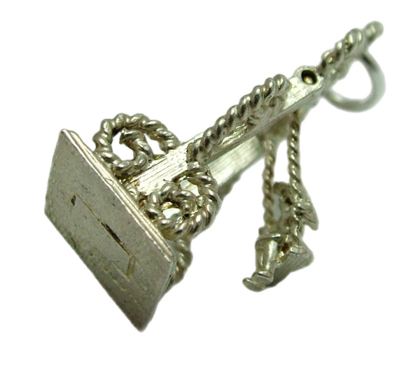 Vintage 1970's Silver Moving Girl on a Swing Charm Silver Charm - Sandy's Vintage Charms