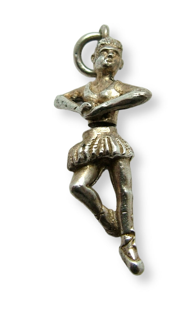 Vintage 1960's Silver Ballet Dancer Articulated at the Waist HM 1968 Silver Charm - Sandy's Vintage Charms