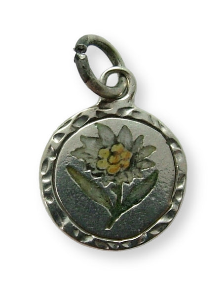 Small Antique c1915 Silver & Enamel Edelweiss Alpine Flower Charm Antique Charm - Sandy's Vintage Charms