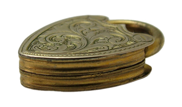 Large Antique Edwardian c1910 Gold Plated Opening Padlock Locket Charm
