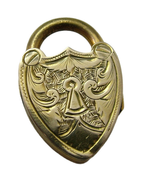 Large Antique Edwardian c1910 Gold Plated Opening Padlock Locket Charm
