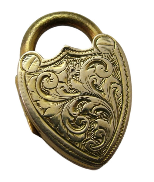 Large Antique Edwardian c1910 Gold Plated Opening Padlock Locket Charm