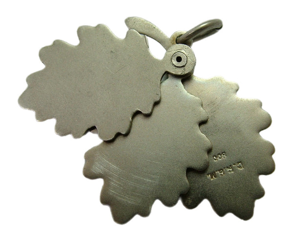 Large Antique German c1910 Silver & Enamel “Souvenir” Oak Leaf Slider Charm