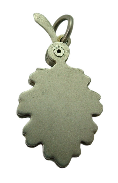Large Antique German c1910 Silver & Enamel “Souvenir” Oak Leaf Slider Charm
