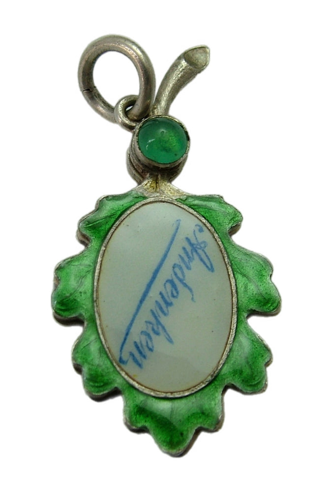 Large Antique German c1910 Silver & Enamel “Souvenir” Oak Leaf Slider Charm