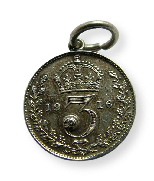 Antique George V 1916 Silver Love Token Coin Charm Set with Turquoise Love Token - Sandy's Vintage Charms