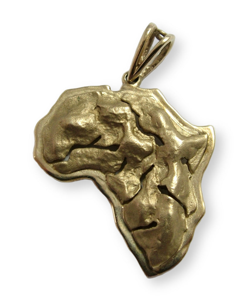 Large Vintage 1980's 9ct Gold Map of Africa Charm with 3D Mountains Gold Charm - Sandy's Vintage Charms