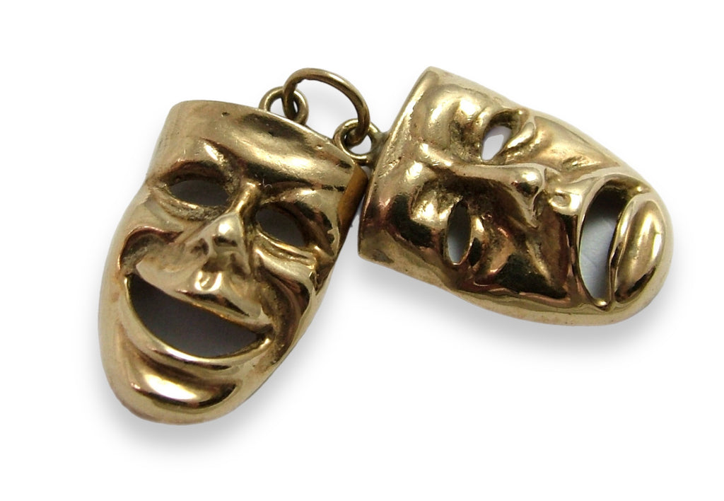Heavy Vintage 1980's 9ct Gold Comedy & Tragedy Mask Charms HM 1985 Gold Charm - Sandy's Vintage Charms