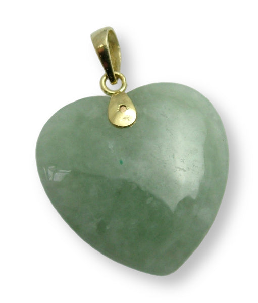 Vintage 1980's 14ct 14k Gold & Carved Pale Green Jade Heart Charm Gold Charm - Sandy's Vintage Charms