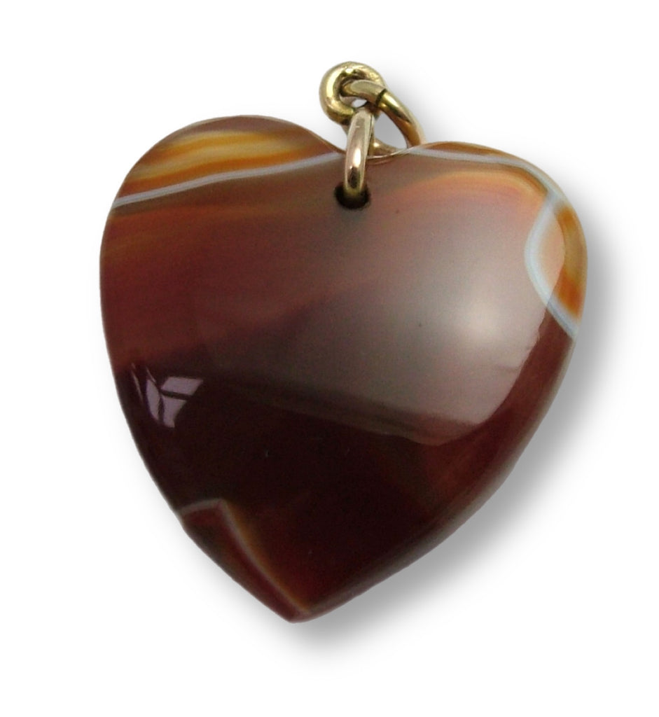 Very Large Antique Victorian c1900 9ct Gold & Agate Heart Charm or Pendant Antique Charm - Sandy's Vintage Charms