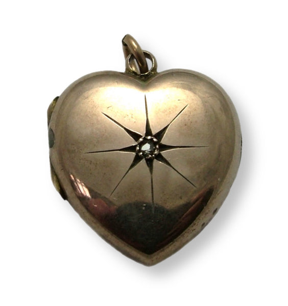 Antique Victorian c1895 9ct Rose Gold & Diamond Back & Front Heart Locket Antique Charm - Sandy's Vintage Charms