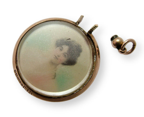 Antique Edwardian 9ct Rose Gold Photo Locket Charm Pendant HM 1906 Antique Charm - Sandy's Vintage Charms