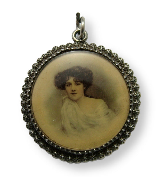 Antique Edwardian Repousse Silver Photo Locket Charm HM 1904 by Charles Horner Antique Charm - Sandy's Vintage Charms