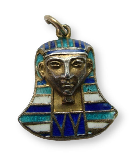 Vintage 1920’s Silver Gilt & Enamel Egyptian Pharaoh Face Mask Charm 1920s-1950s Charm - Sandy's Vintage Charms