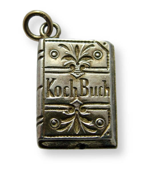 Antique Victorian c1890 Hollow Silver Gilt Miniature “Koch Buch” Cook Book Charm Antique Charm - Sandy's Vintage Charms