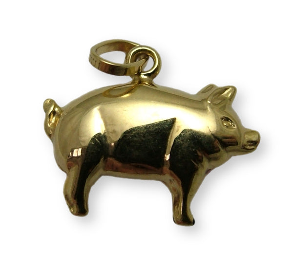 Vintage 1990's Italian 9ct Gold & Pink Enamel Pig Charm Gold Charm - Sandy's Vintage Charms