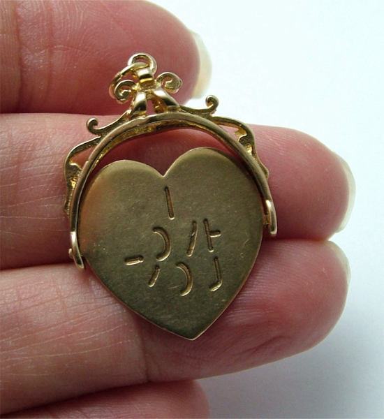 Large Vintage 1970's 9ct Gold Heart Shaped 'I Love You' Spinner Charm HM 1973 Gold Charm - Sandy's Vintage Charms