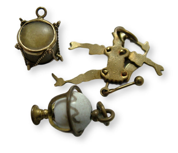 Collection of Antique Victorian Metal Charms inc Envelope Locket, Heart, Globe, Shoes etc SET B Antique Charm - Sandy's Vintage Charms