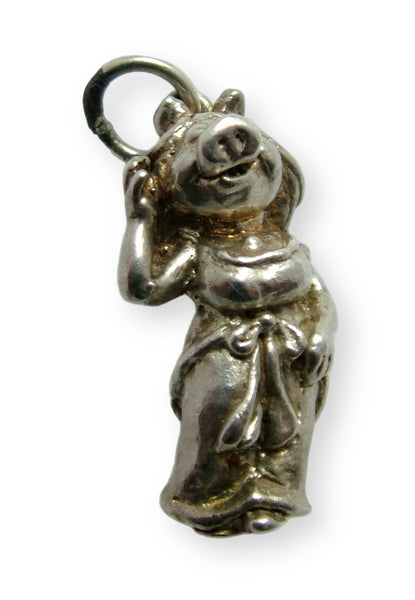 Vintage 1980's Solid Silver Muppet Charm Miss Piggy HM 1981 Silver Charm - Sandy's Vintage Charms