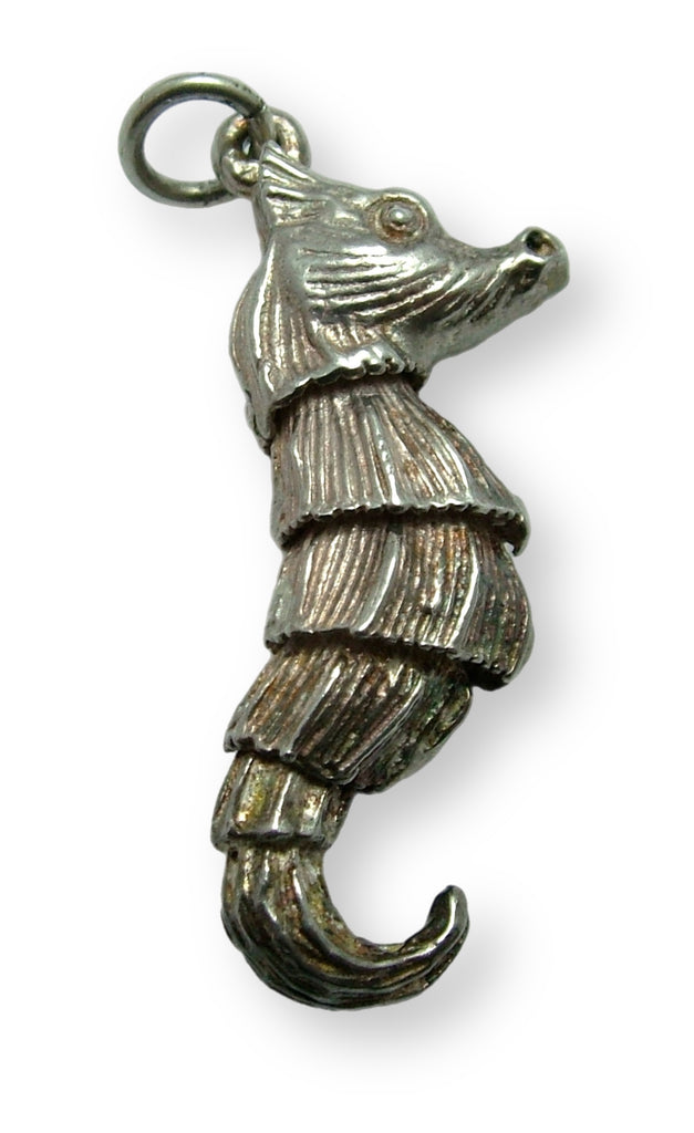 Large Vintage 1970's Silver Articulated Seahorse Charm Silver Charm - Sandy's Vintage Charms