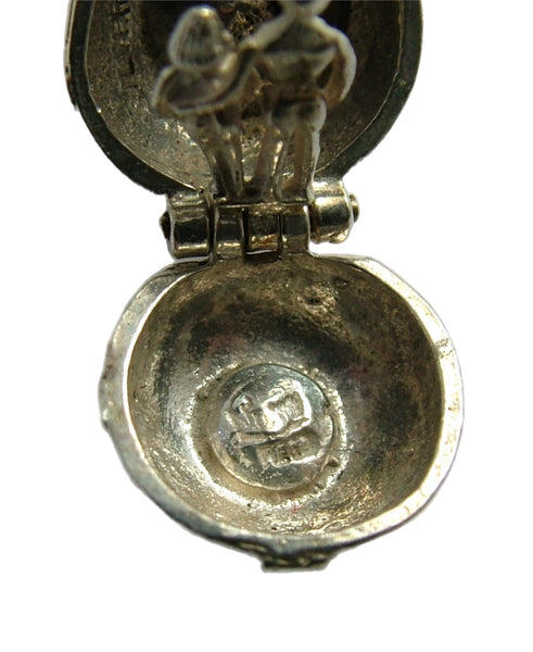 Vintage 1960's Silver Opening Nuvo Apple Charm Adam & Eve Inside Silver Charm - Sandy's Vintage Charms