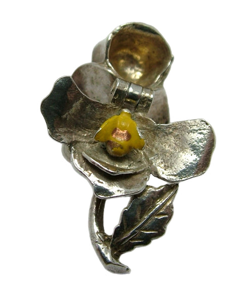 Vintage 1960's Silver Opening Nuvo Rose Charm Yellow Bee Inside Silver Charm - Sandy's Vintage Charms
