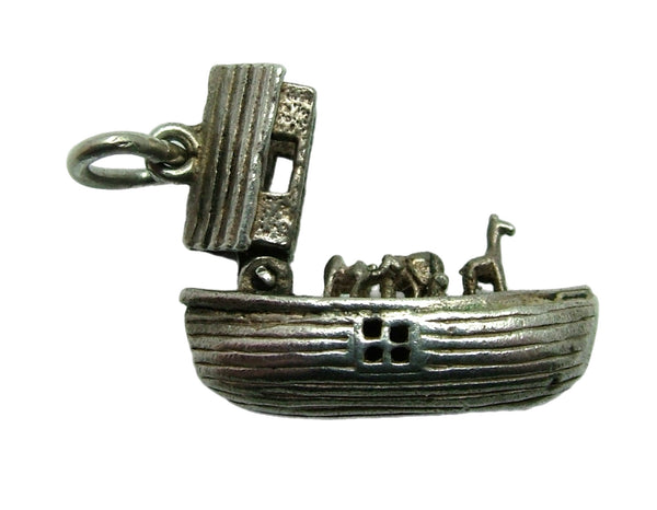 Vintage 1960's Silver Opening Noah's Ark Charm Animals Inside Silver Charm - Sandy's Vintage Charms