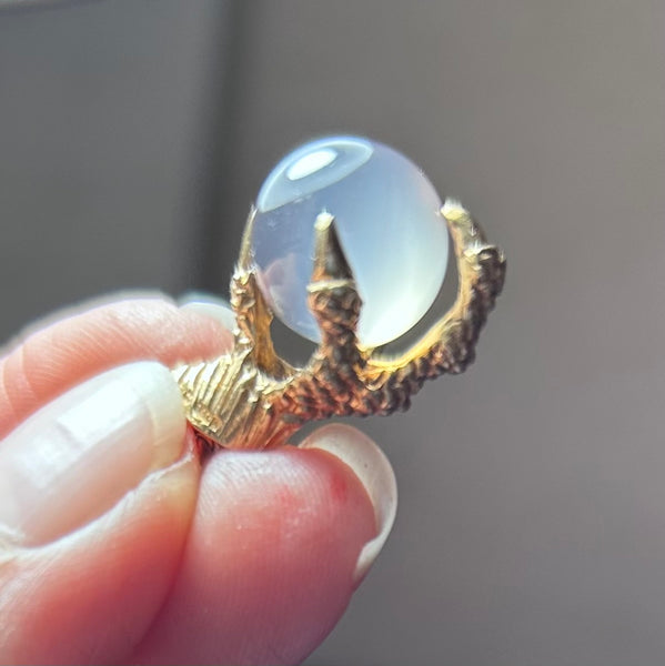 Vintage 1960's 9ct Gold & Chalcedony Ball & Claw Charm HM 1961 Gold Charm - Sandy's Vintage Charms