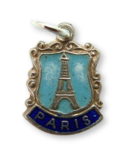 Vintage 1960’s Silver & Enamel Paris Souvenir Shield Charm Enamel Charm - Sandy's Vintage Charms