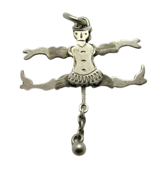 Antique Edwardian c1905 Articulated Silver Jester Charm Antique Charm - Sandy's Vintage Charms