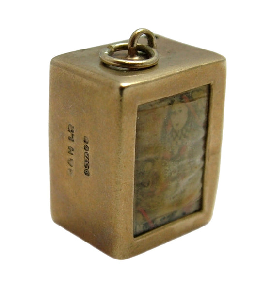 Vintage 1960's 9ct Gold Box Charm with Paper Playing Cards Inside HM 1962 Gold Charm - Sandy's Vintage Charms