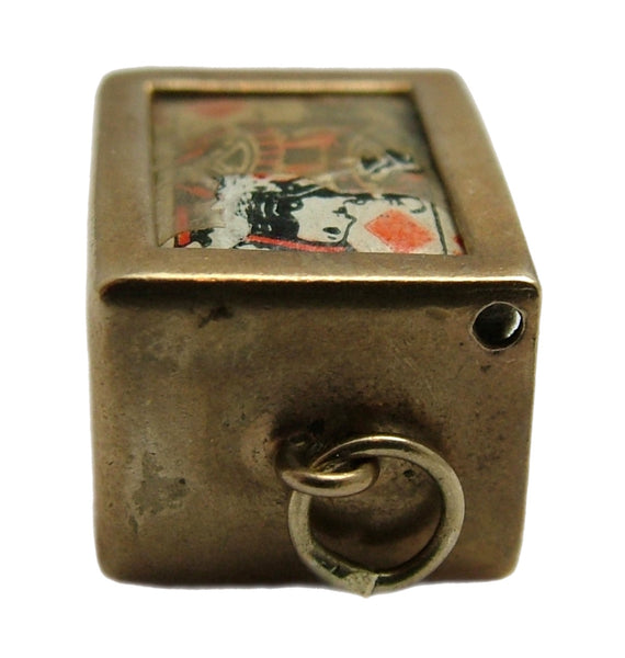 Vintage 1960's 9ct Gold Box Charm with Paper Playing Cards Inside HM 1962 Gold Charm - Sandy's Vintage Charms