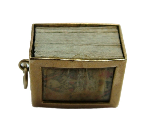 Vintage 1960's 9ct Gold Box Charm with Paper Playing Cards Inside HM 1962 Gold Charm - Sandy's Vintage Charms