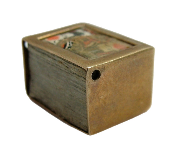 Vintage 1960's 9ct Gold Box Charm with Paper Playing Cards Inside HM 1962 Gold Charm - Sandy's Vintage Charms