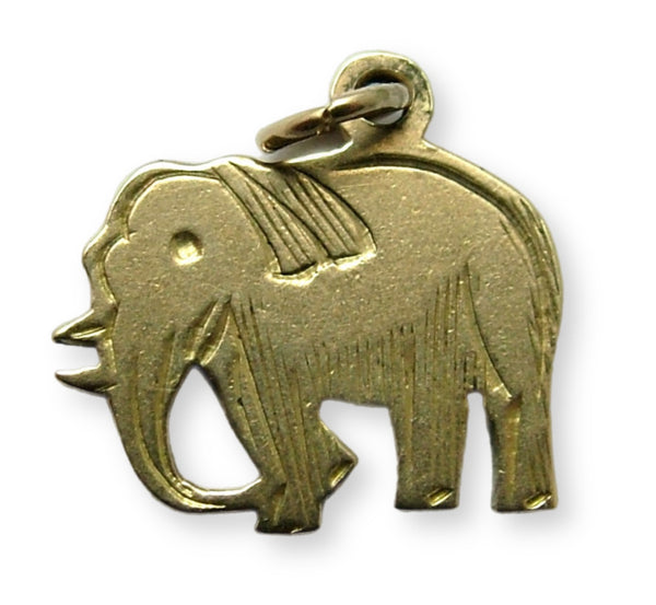 Antique c1910-1920 9ct Gold Flat Engraved Elephant Charm Antique Charm - Sandy's Vintage Charms