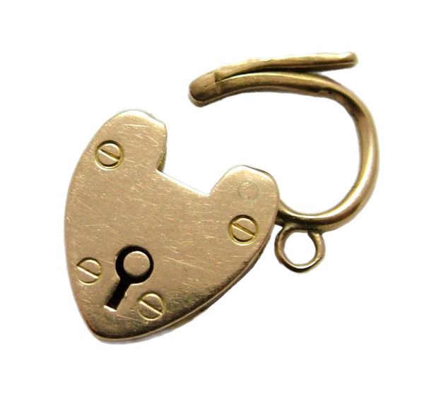 Antique Victorian c1895 15ct Gold Heart Shaped Padlock Charm or Pendant Gold Charm - Sandy's Vintage Charms