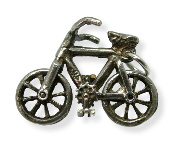 Large Vintage 1970's Silver Bicycle Charm with Moving Wheels by CHIM Silver Charm - Sandy's Vintage Charms