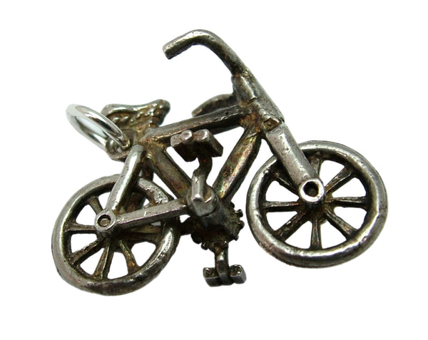 Large Vintage 1970's Silver Bicycle Charm with Moving Wheels by CHIM Silver Charm - Sandy's Vintage Charms