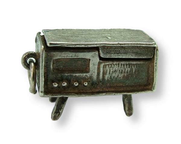 Vintage 1960's Silver Opening Music Cabinet Charm Record Player Inside Silver Charm - Sandy's Vintage Charms