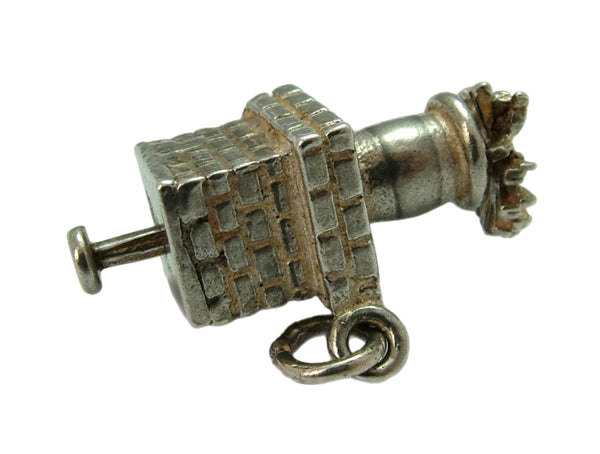 Vintage 1960's Silver Chimney Pot Charm with Moving Sweep’s Brush Silver Charm - Sandy's Vintage Charms
