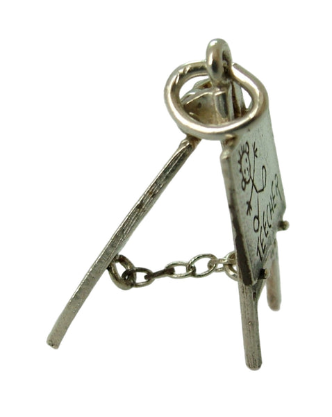 Vintage 1960's Silver Nuvo School Blackboard Charm Opens to Stand Up Silver Charm - Sandy's Vintage Charms