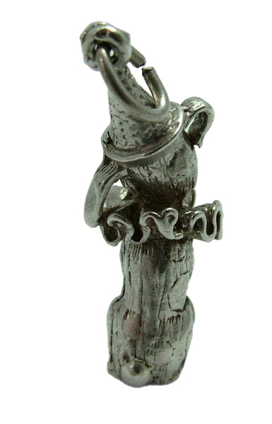 Large Vintage 1970's Solid Silver Dog Charm with Hat & Ruff