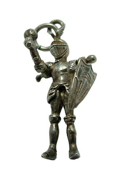 Large Vintage 1960's Silver Articulated Knight Charm Silver Charm - Sandy's Vintage Charms