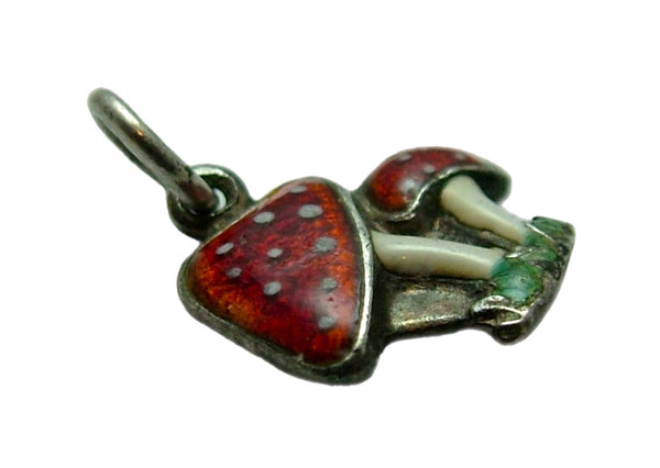 Small Vintage 1950's Silver & Enamel Lucky Toadstool Charm Enamel Charm - Sandy's Vintage Charms