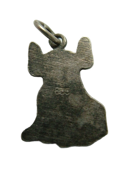 Small Vintage 1950's Silver & Yellow Enamel French Bulldog Charm Enamel Charm - Sandy's Vintage Charms