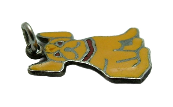 Small Vintage 1950's Silver & Yellow Enamel French Bulldog Charm Enamel Charm - Sandy's Vintage Charms