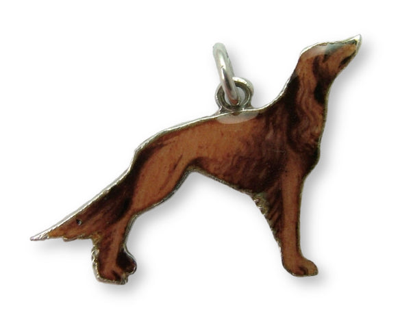 Vintage 1930’s Silver Brown Enamel Red Setter Dog Charm Enamel Charm - Sandy's Vintage Charms