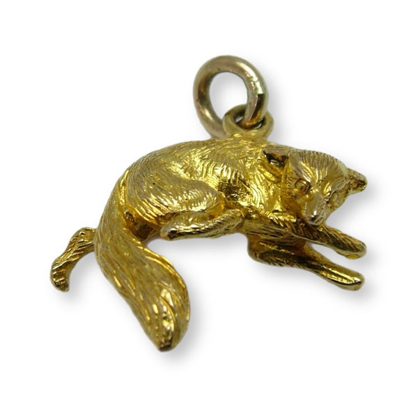 Vintage 1960’s Solid 9ct Gold Cowering Fox Charm by Alabaster & Wilson HM 1962
