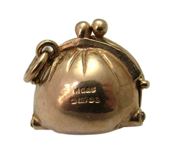 Vintage 1970's 9ct Gold Opening Purse Charm with Moth Inside HM 1979 Gold Charm - Sandy's Vintage Charms