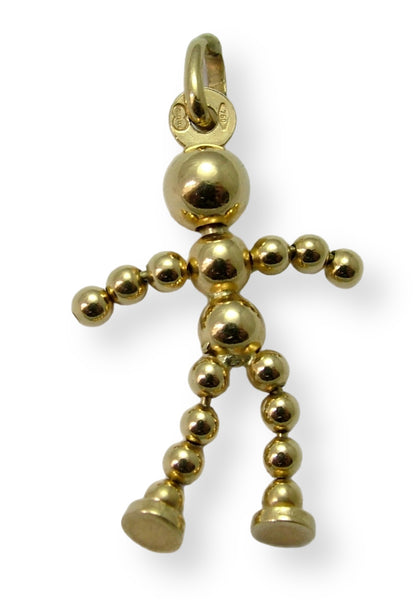Large Vintage 1990's 18ct 18k Gold Articulated Ball Doll or Person Charm Gold Charm - Sandy's Vintage Charms